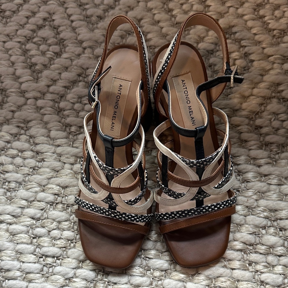 Antonio Melani Strappy Brown and Black Sandals